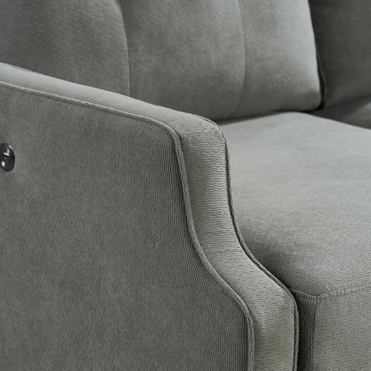 2-SITZER SOFA Polyester Dunkelgrau mit USB - Dunkelgrau, Holz/Holzwerkstoff (135/85/72cm) - WISHDOR
