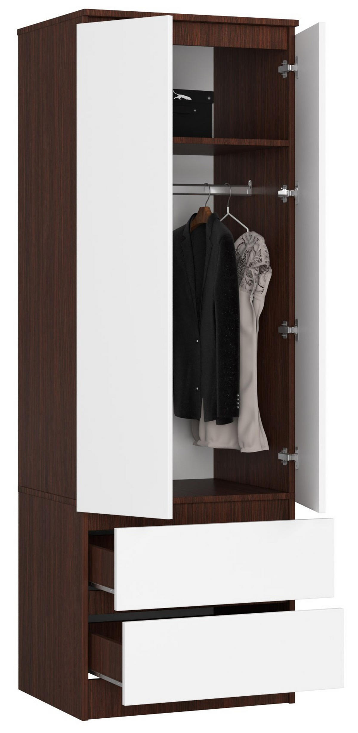 SKRIŇA NA OBLECENIE - biela/tmavohnedá, kompozitné drevo (60/180/51cm) - RAUMHIRSCH FURNITURE