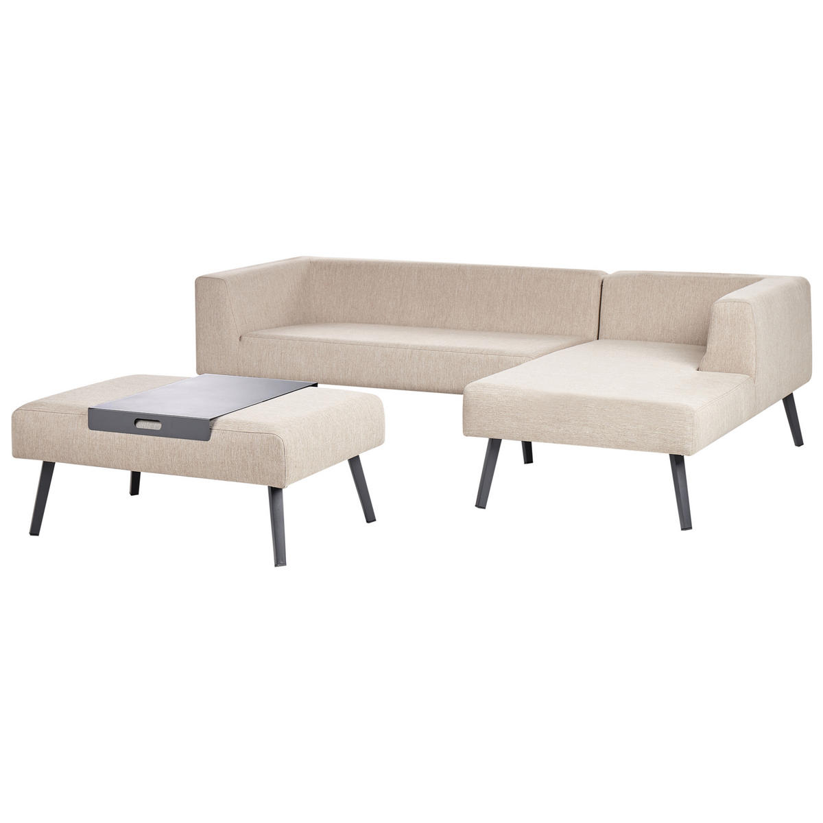 LOUNGE-SET 4-Sitzer Beige Sorrivo II - Beige/Grau, Textil - Beliani