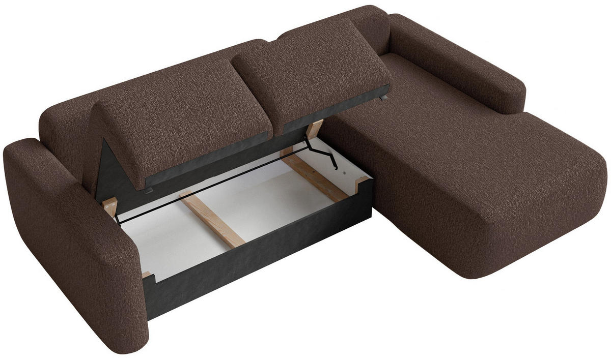 ECKSOFA Carnos Mini Braun Chenille - Schwarz/Braun, Kunststoff/Textil (164/238cm) - Selsey