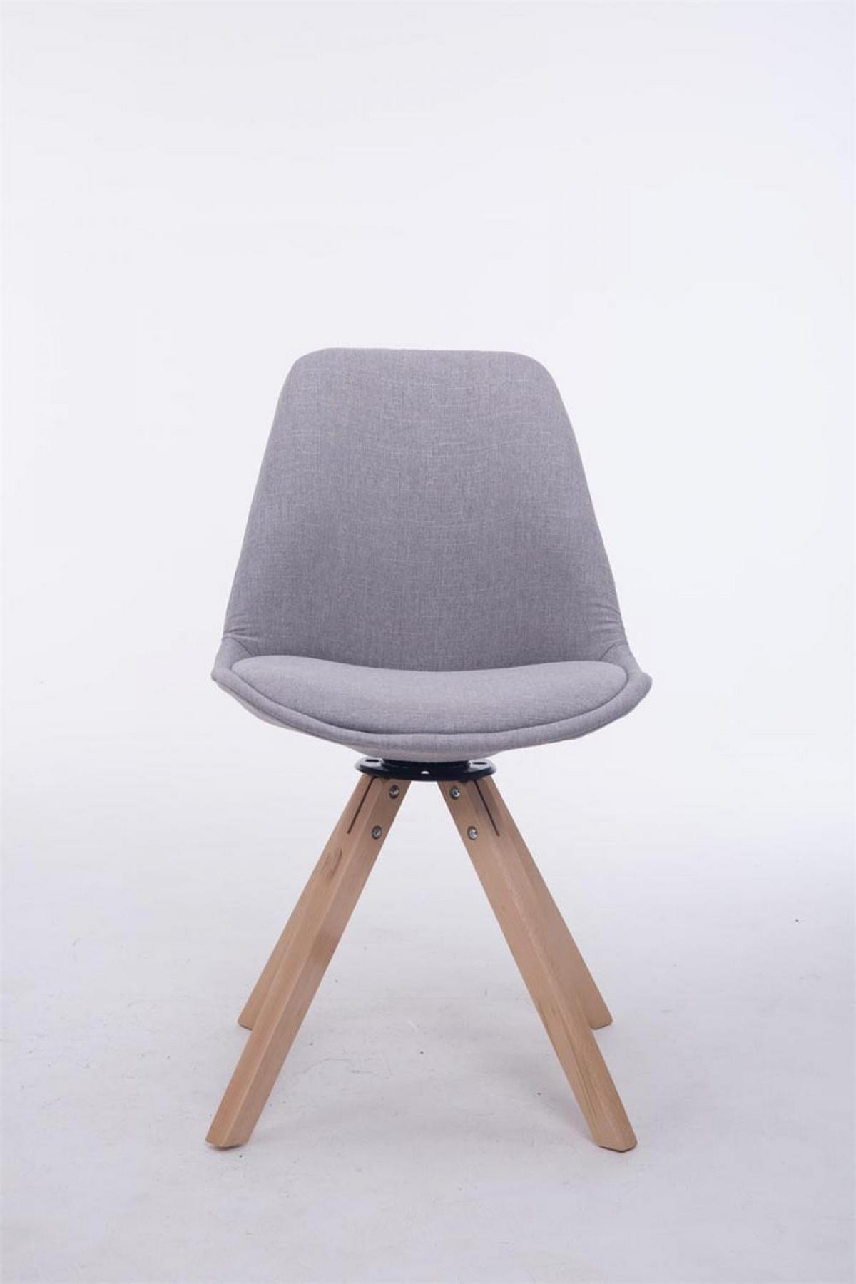 DREHSTUHL Stoff grau - Eukalyptusholzfarben/Grau, Holz/Textil (48/84/56cm) - CLP
