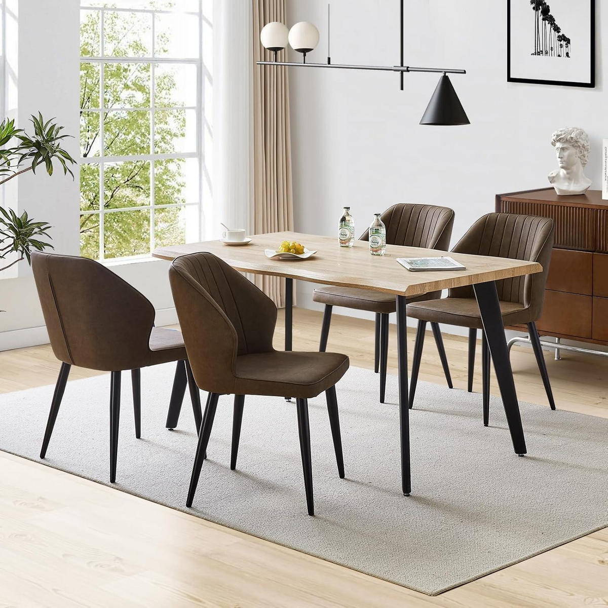 ESSZIMMERSTÜHLE 4er Set Kunstleder Braun mit Rückenlehne - Braun, Kunststoff (46/83.5/45cm)