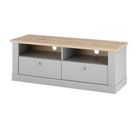 TV-LOWBOARD grau, Artisan Eiche Landhaus 132 cm, TV Unterteil mit Schubladen - Silberfarben/Eiche Artisan, Holzwerkstoff/Metall (132/48/44cm) - Furn.Design