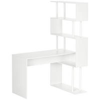 ECKSCHREIBTISCH Weiß in L-Form mit 4-stufigem Regal 120/80/176 cm - Weiß, Holzwerkstoff (80/120/176cm) - PANGIVO