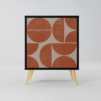 SIDEBOARD REPETITION COMPULSION, Schwarz, 57,5x42x75,5 cm, Goldfarbene Metallfüße - Goldfarben/Multicolor, Holzwerkstoff/Metall (57.5/75.5/42cm) - SpaceRebels