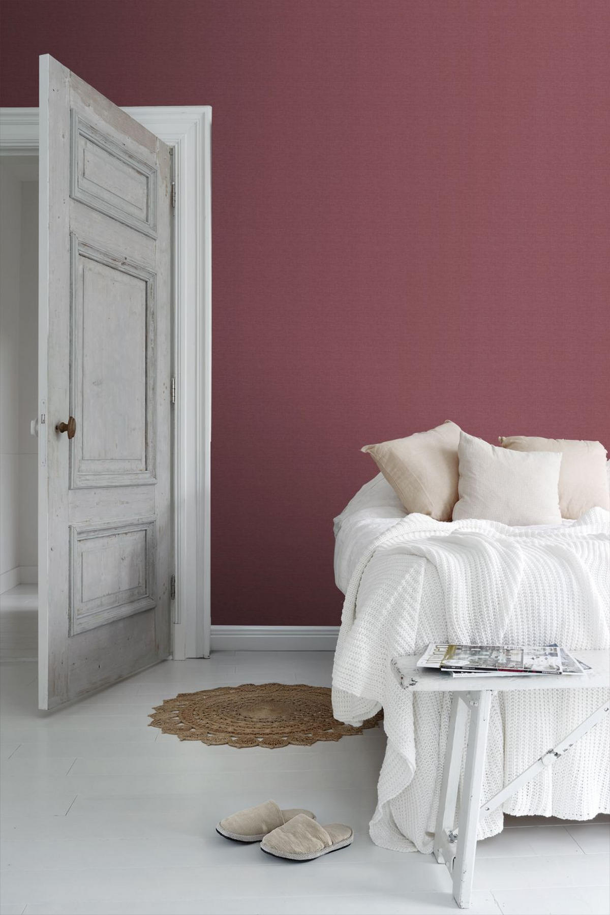 TAPETE Leinen-Optik 53 cm x 10 m - Rot, Papier (53/1000cm) - Sanders & Sanders