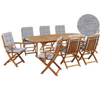 GARTENMÖBEL-SET 8-Sitzer Grau meliert Akazienholz Maui Premium - Grau, Holz - Beliani