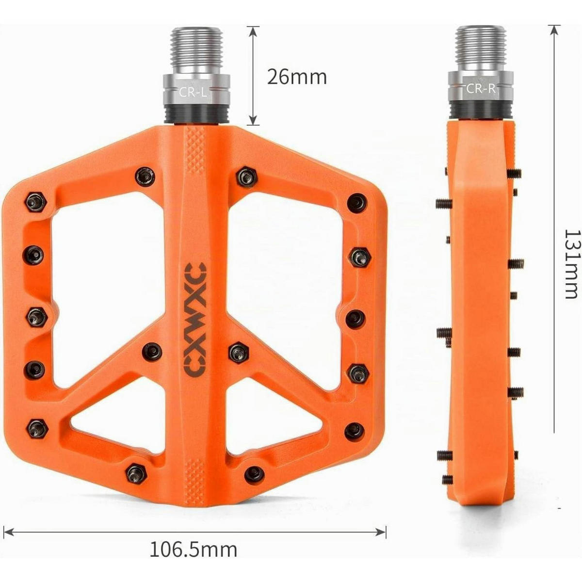 FAHRRADPEDALE Nylonfaser Orange Rutschfest 9/16 Zoll - Orange, Kunststoff (12/1.5/12cm)