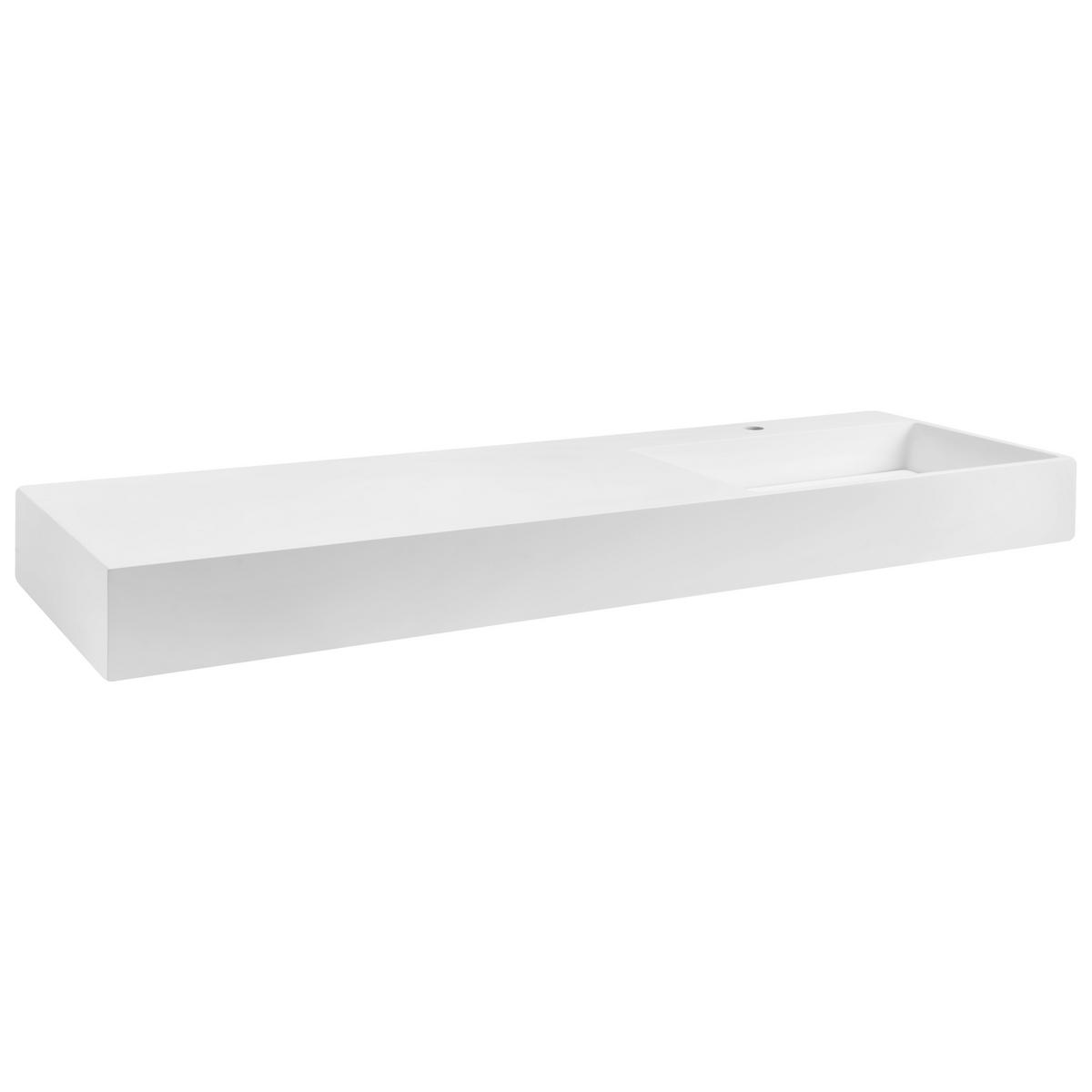 HÄNGEWASCHBECKEN Weiß 150/48 cm Mineralguss Cusco - Weiß, Naturmaterialien (150/13/48cm) - Beliani