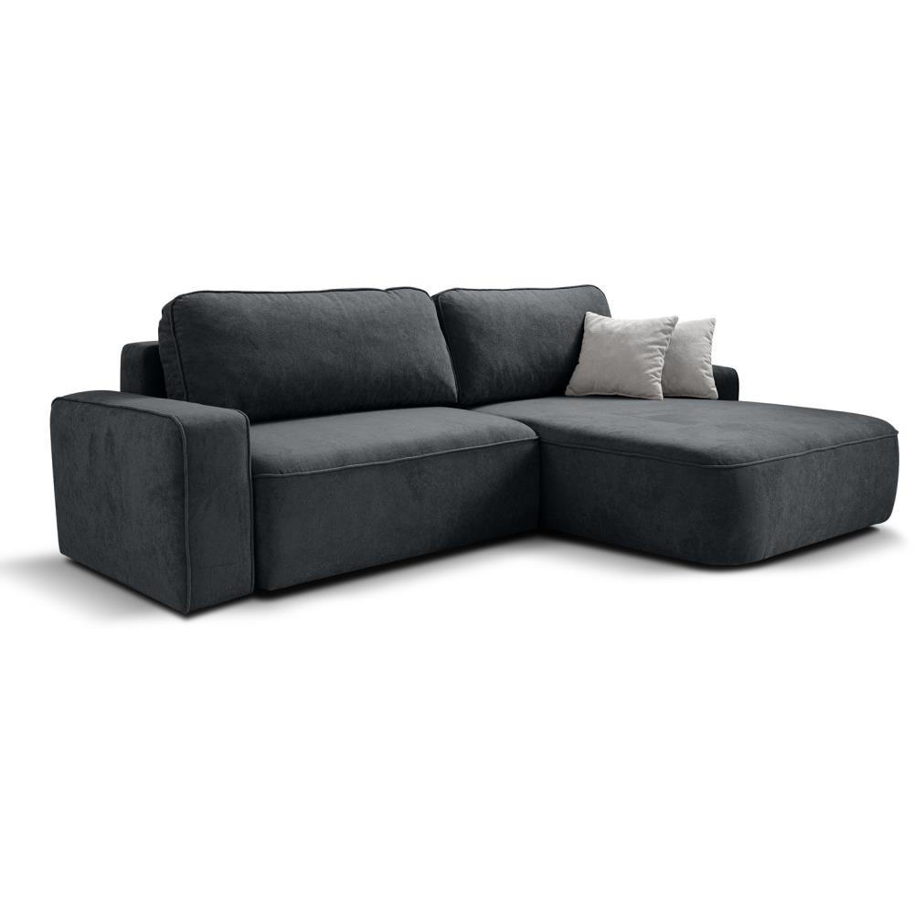 ECKSCHLAFSOFA Torre graphit velours rechts - Graphitfarben, Textil (258/171cm) - Beautysofa