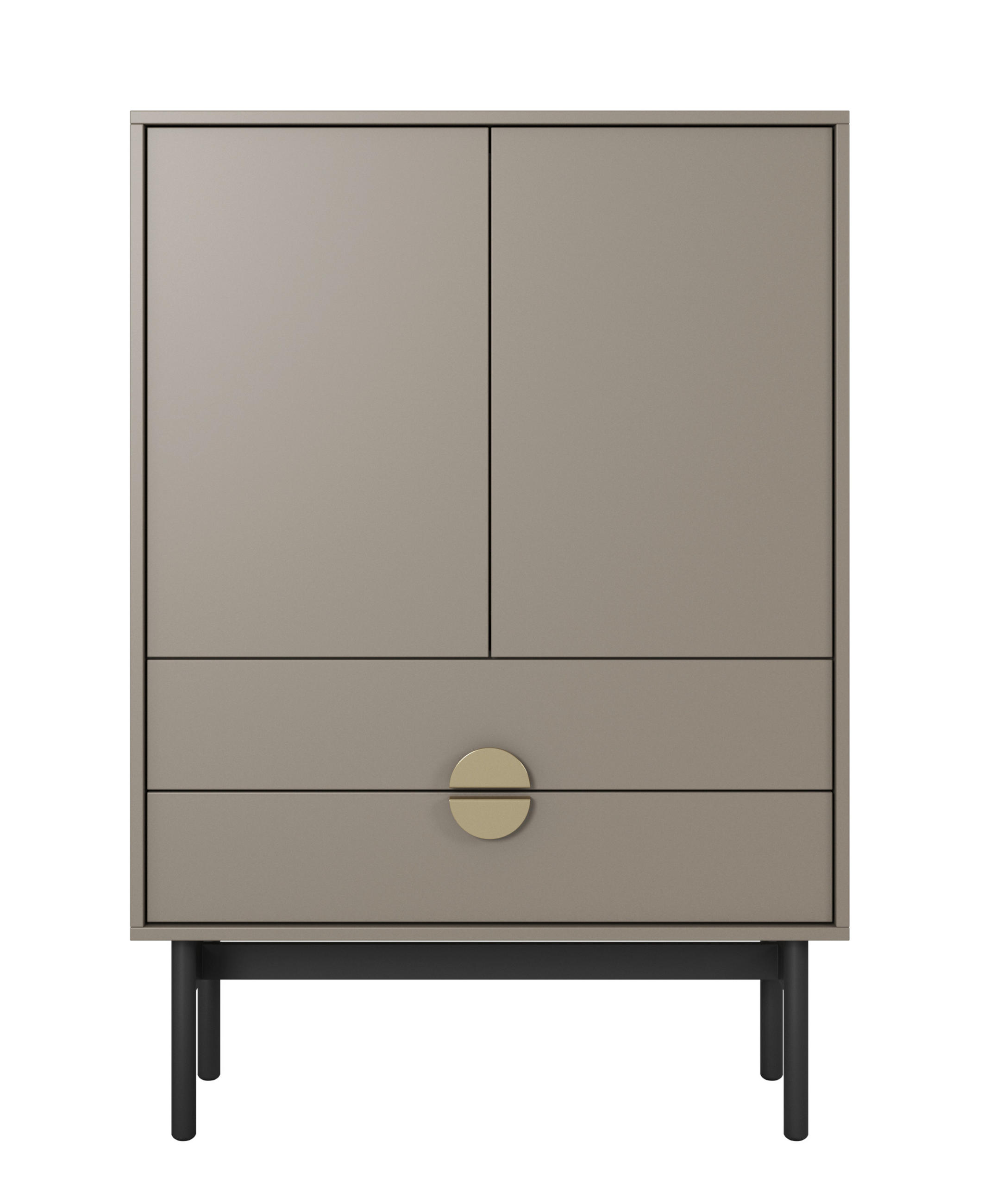 HIGHBOARD Stoon Steingrau 85 cm - Beige/Goldfarben, Holzwerkstoff/Metall (85/124/38cm) - Selsey