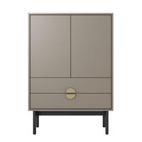 HIGHBOARD Stoon Steingrau 85 cm - Beige/Goldfarben, Holzwerkstoff/Metall (85/124/38cm) - Selsey