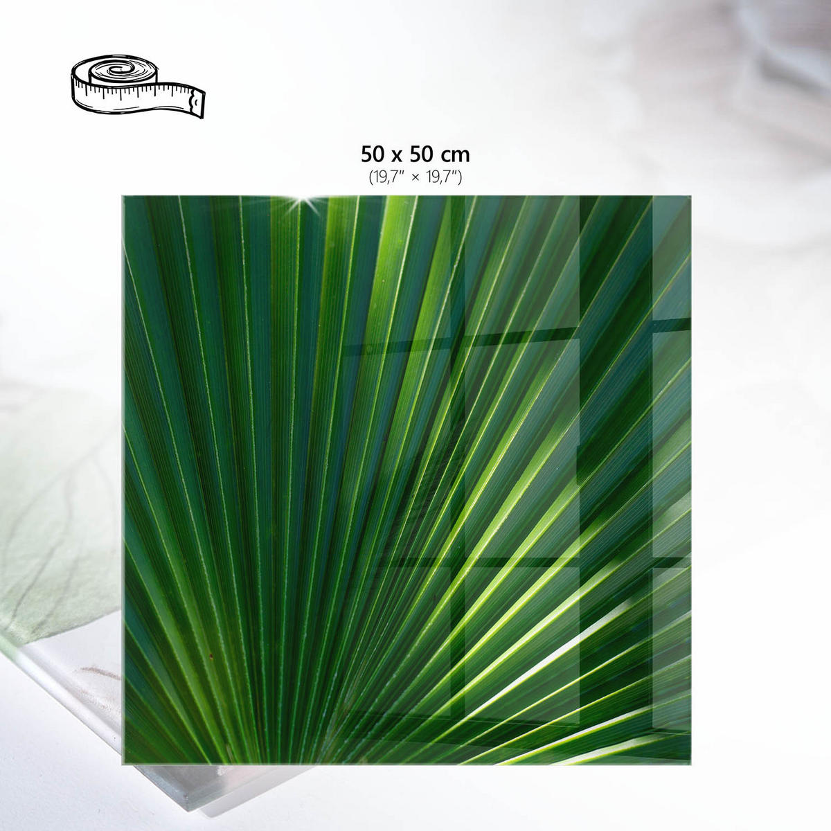 TISCHPLATTE 50x50 cm – Pflanzenmotiv - Grün, Glas (50/50/0.4cm) - Wallfluent