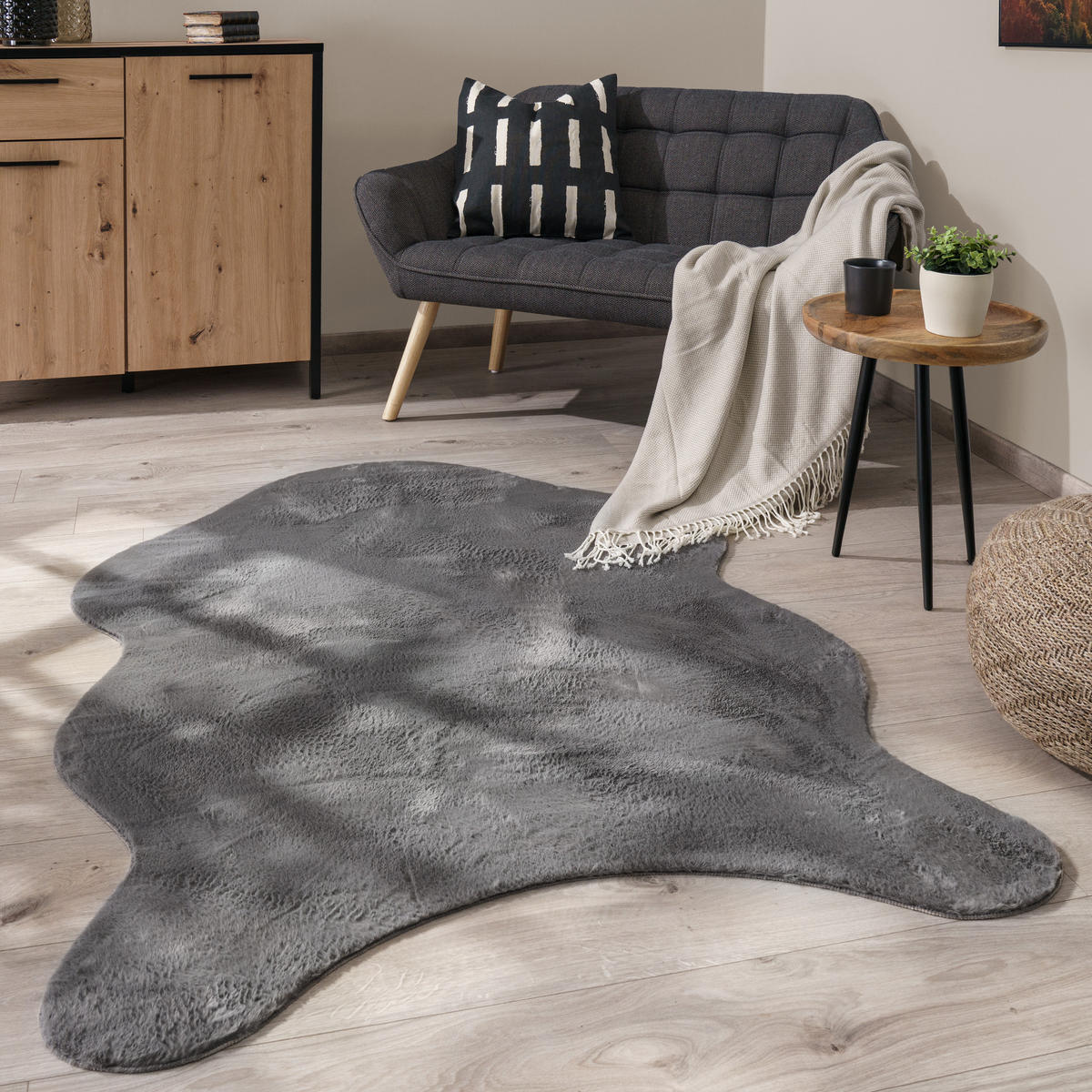 KURZFLORTEPPICH 120/160 cm Pelt 640 - Anthrazit, Textil (120/160cm) - Paco Home