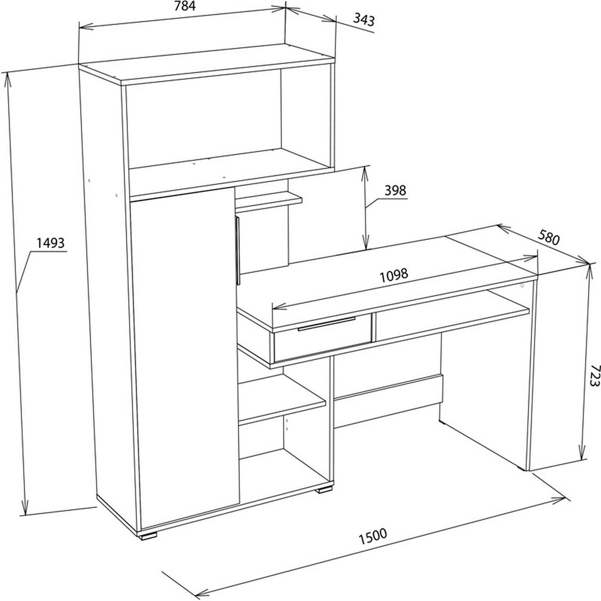 SCHREIBTISCH Sonoma Eiche, Weiß 150/149/92 - Weiß/Sonoma Eiche, Holzwerkstoff (92/150/149cm) - RAUMHIRSCH FURNITURE