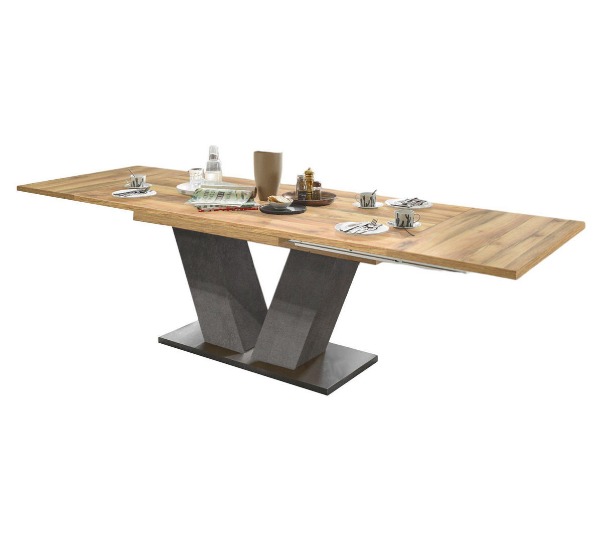 ESSTISCH ausziehbar Elena 160x90x76 Graphit/Plankeneiche - Braun, Holzwerkstoff (160/90/76cm) - 58aufmkessel