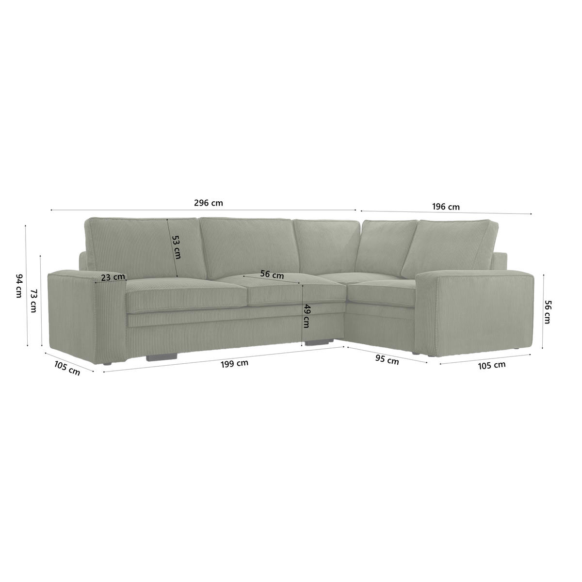 ROHOVÁ SOFÁ FJORDI s funkcí spaní, Zelená - zelená barva, textil (296/196cm) - Fedve