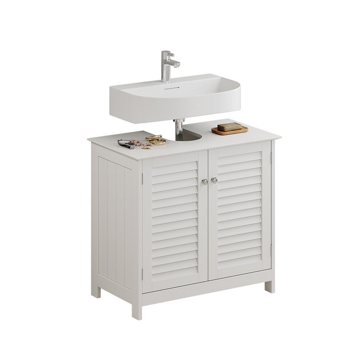 WASCHBECKENUNTERSCHRANK Riad Weiß 60 x 58 cm mit 2 Türen - Weiß, Holzwerkstoff (60/58/35cm) - Vicco