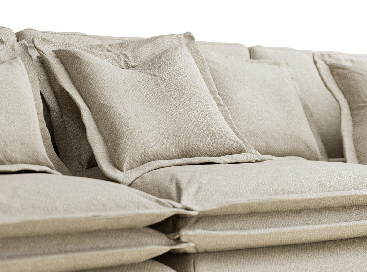 6-SITZER SOFA Amalfi Beige Grau Chenille-Stoff - Beige/Schwarz, Holz/Holzwerkstoff (338/90/119cm) - Maison de Reve