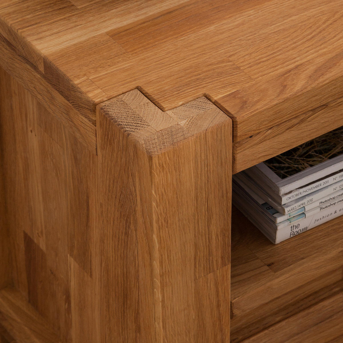 NACHTKOMMODE - Massivholz - Eichefarben, Holz (61/42/35cm) - home24