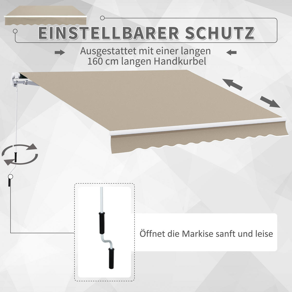 GELENKARMMARKISE, Aluminium, Beige - Beige, Metall (300/160/395cm) - Outsunny