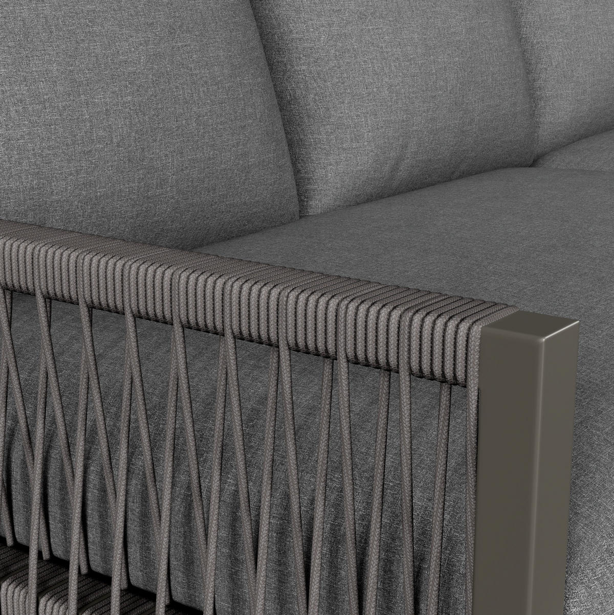 LOUNGEGARNITUR Grau aus Metall und Polyester 5er Set - Grau, Metall - OKMYHOME