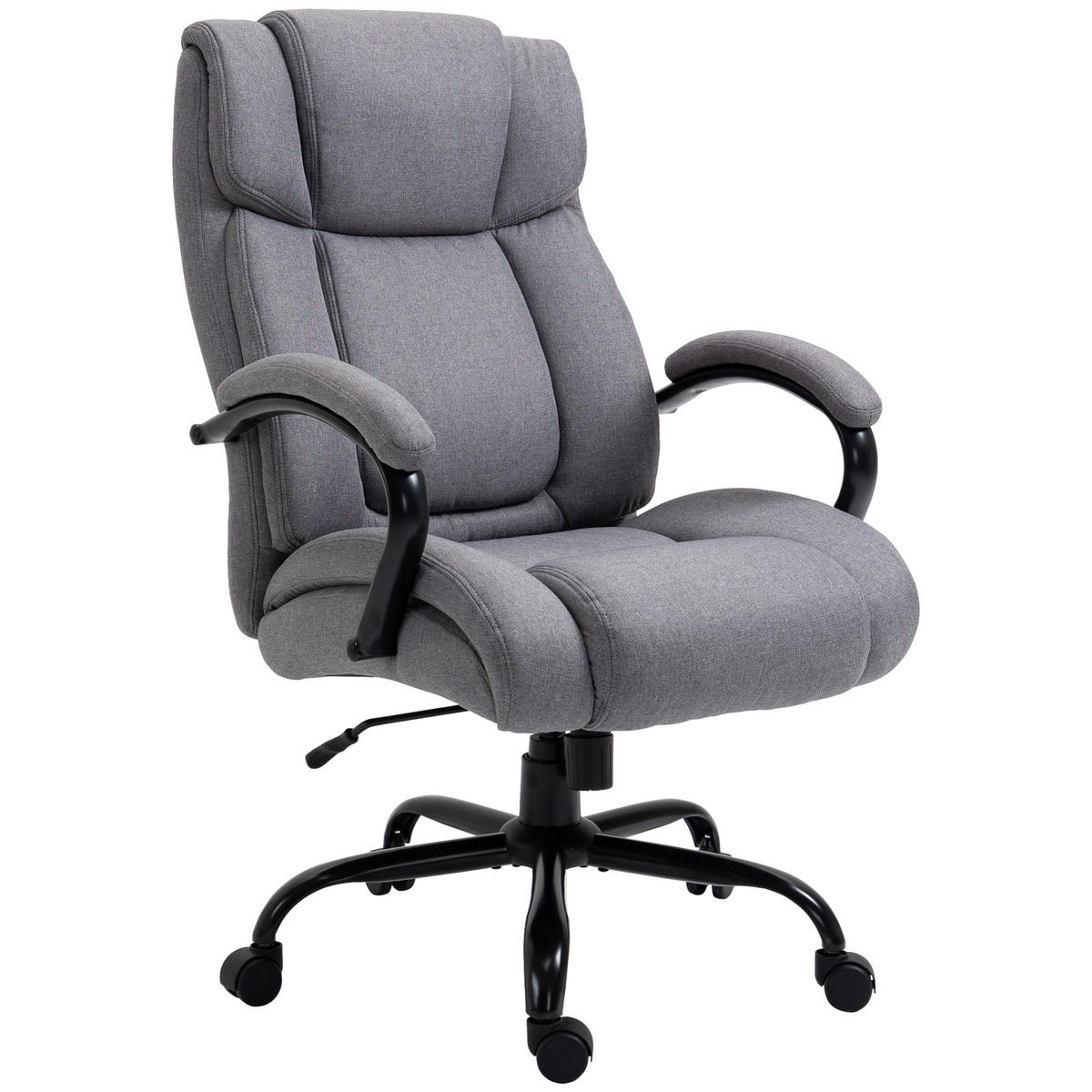 BÜROSTUHL DE-05101 Breiter Sitz, Wippfunktion & höhenverstellbar Hellgrau - Hellgrau, Metall (72.5/118/80cm) - ComfortXL