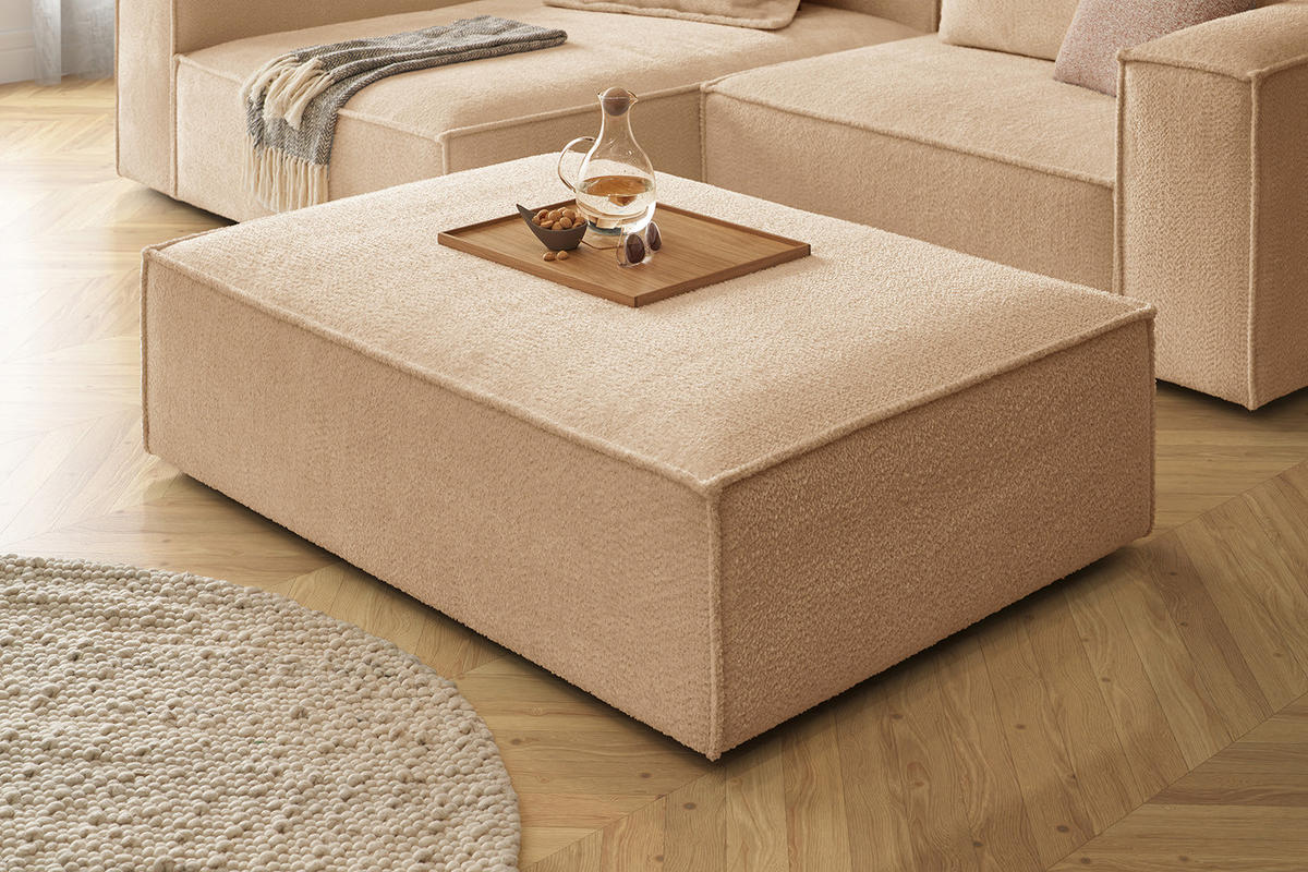 POLSTERHOCKER CARMO Braun Flachgewebe - Dunkelbraun/Braun, Textil (145/43/100cm) - KAWOLA