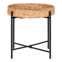 BEISTELLTISCH Naro Wasserhyazinthe, Metall Schwarz / Natur - Naturfarben, Naturmaterialien (50/50/48.5cm) - tinkaro