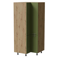 ECKVORRATSSCHRANK Brerra D24N/207 Eiche Artisan / RAL 6025 farngrün Matt 90 / 90 / 207cm - Eiche Artisan/Grün, Holz/Holzwerkstoff (90/207/90cm) - Feldmann-Wohnen