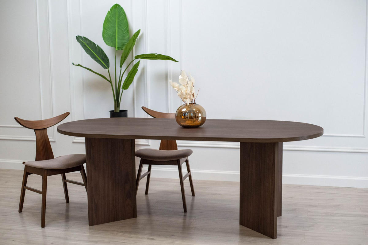 ESSTISCH Ovo Holzoptik Nussbaum Wisconsin 204/90/75 cm - Braun, Holzwerkstoff (204/90/75cm) - Selsey