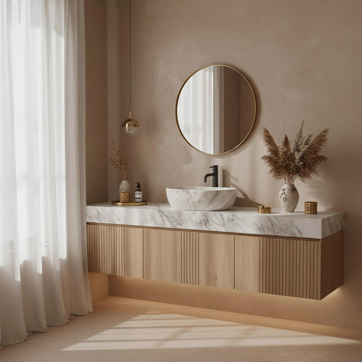 AUFSATZWASCHBECKEN Rea Amelia Ash Matt - Beige, Keramik (34.5/13.5/48cm) - REA