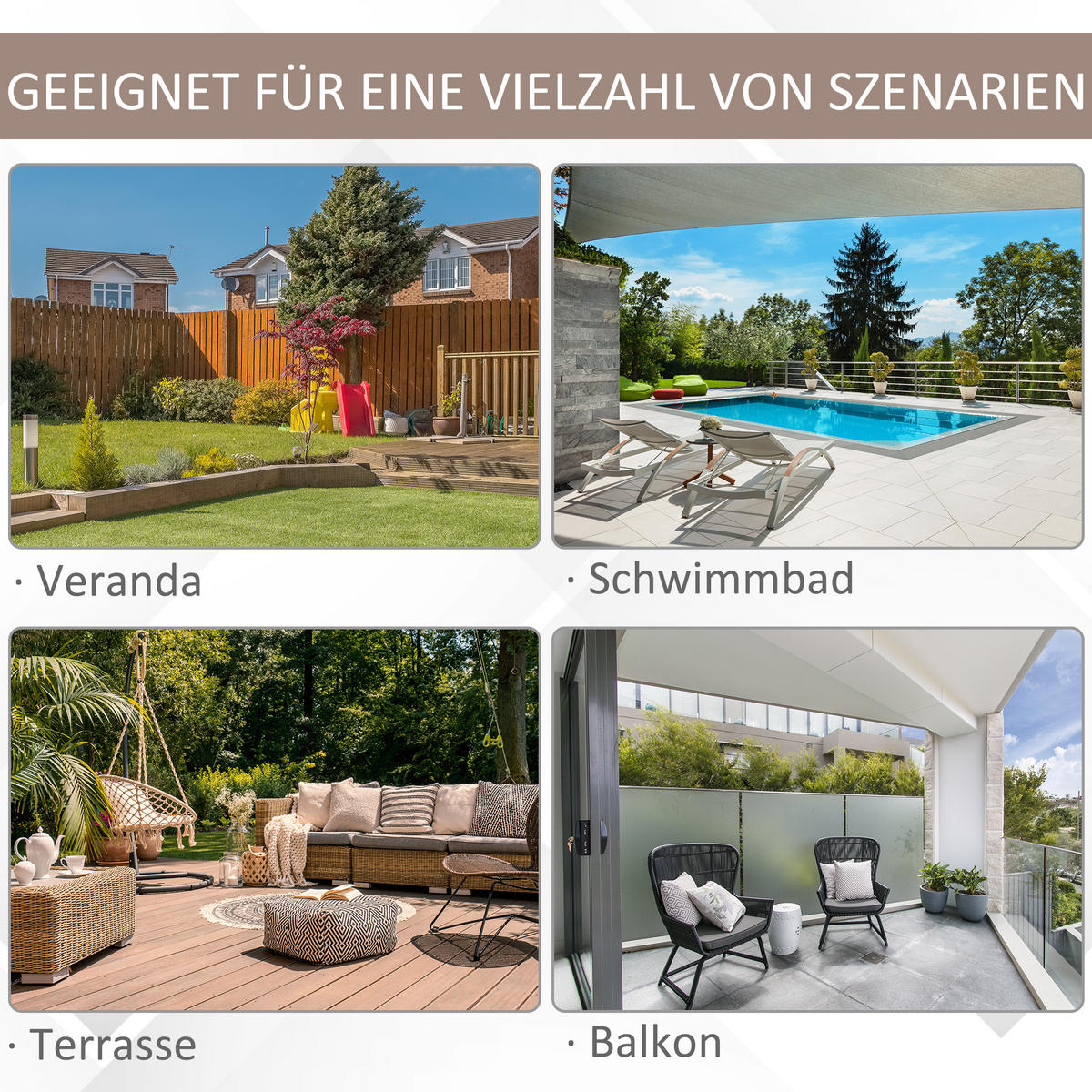 DOPPELSONNENSCHIRM, Ampelschirm mit Kurbel, Verstellbarer Gartenschirm, Metall, Braun - Braun, Metall (445/270cm) - Outsunny