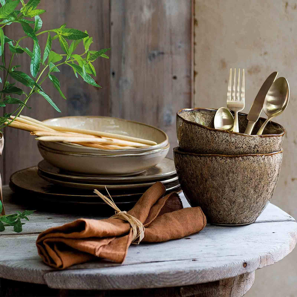 TELLERSET Matera beige 12er Set - Beige, Keramik (1/1/1cm) - Leonardo Living