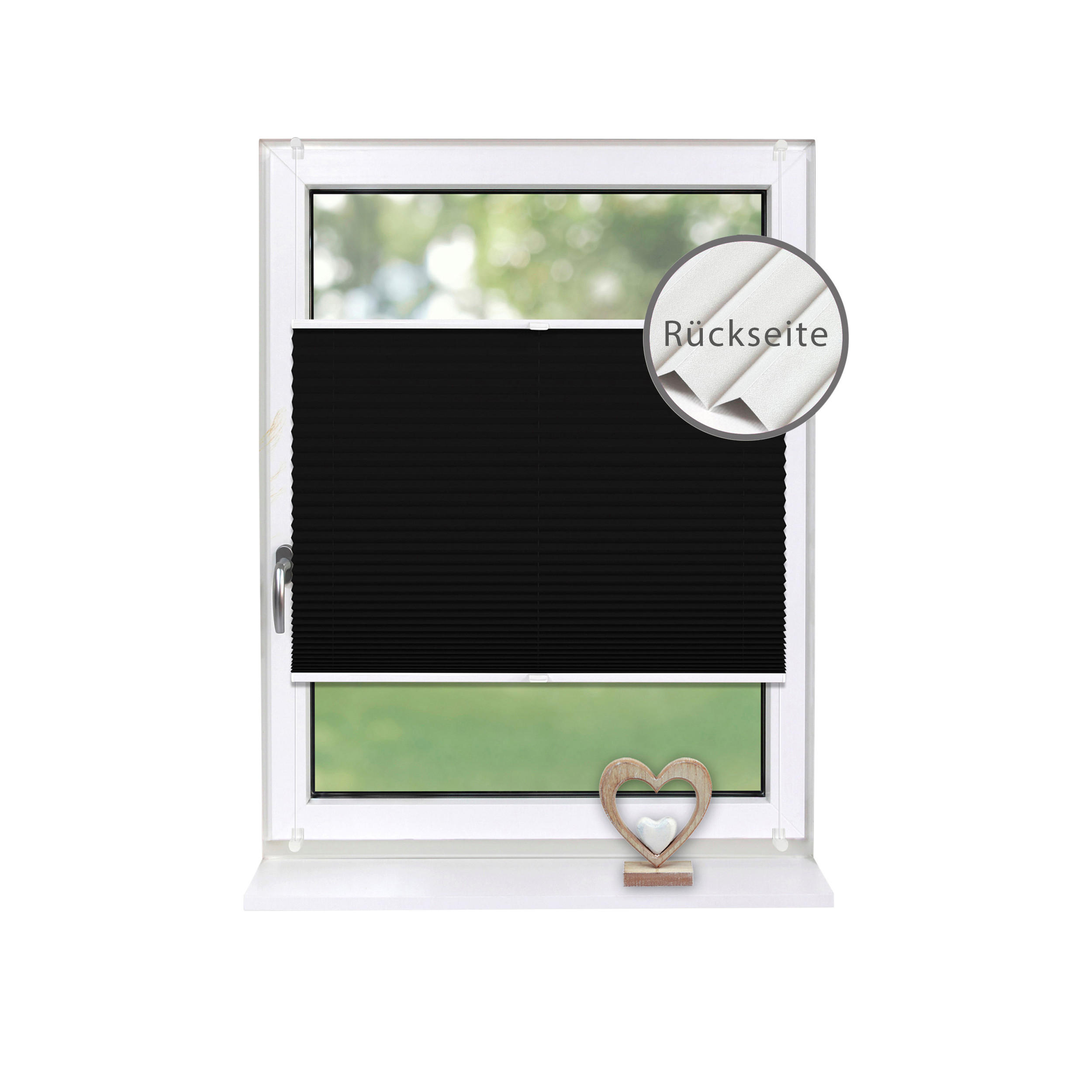PLISSEE Thermo Basic 75 x 210cm Klemmfix ohne Bohren - Schwarz, Textil (75/210/210cm) - Deco-Raum