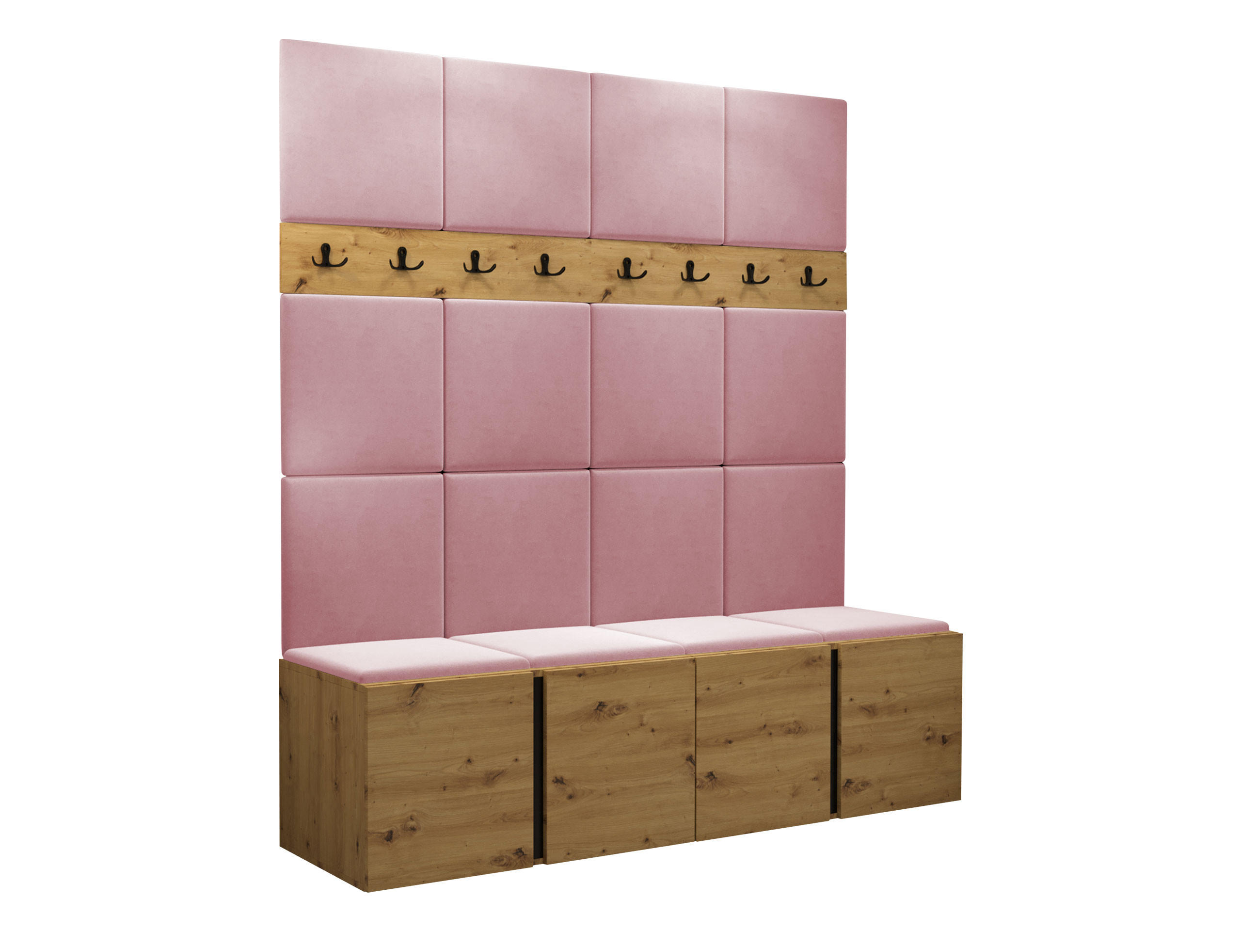 GARDEROBEN-SET Orion V - Eiche Artisan/Rosa, Holzwerkstoff/Kunststoff (168/186/46cm) - MIRJAN24