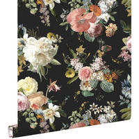 TAPETE Blumenmuster 53 cm x 10.05 m - Schwarz, Papier (53/1000cm) - ESTAhome