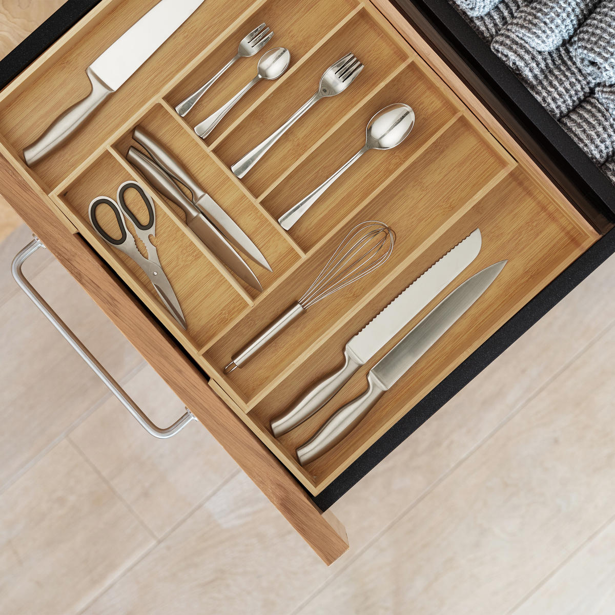 BESTECKKASTEN - Hellbraun, Holz/Holzwerkstoff (57.5/6.5/43cm) - Relaxdays