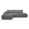 ECKSOFA GIOIA L-S Grau Boucle-Stoff mit Schlaffunktion - Grau, Holz (276/176cm) - MASSENO