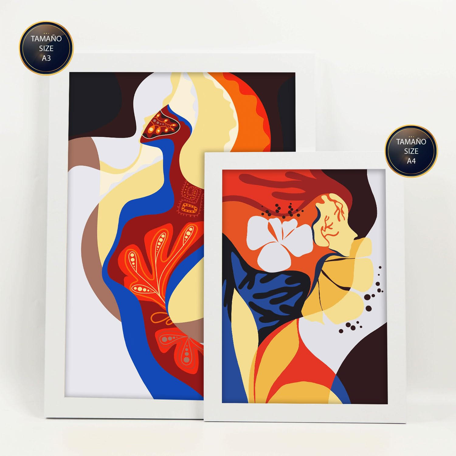 POSTER Set Mit 6 Begeisterte Meisterschaft In Weibliche Zusammenfassung Ästhetische Dekorative Gemälde Für Ihr Zuhause A3 & A4 Weißer Rahmen - Weiß, Papier (29/3cm) - Nacnic