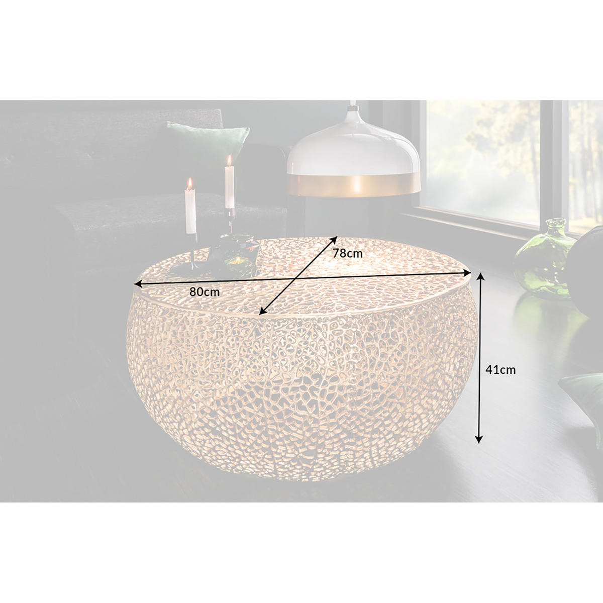 COUCHTISCH ABSTRACT LEAF Metall Gold 80 cm - Goldfarben, Metall (78/80/41cm) - riess-ambiente