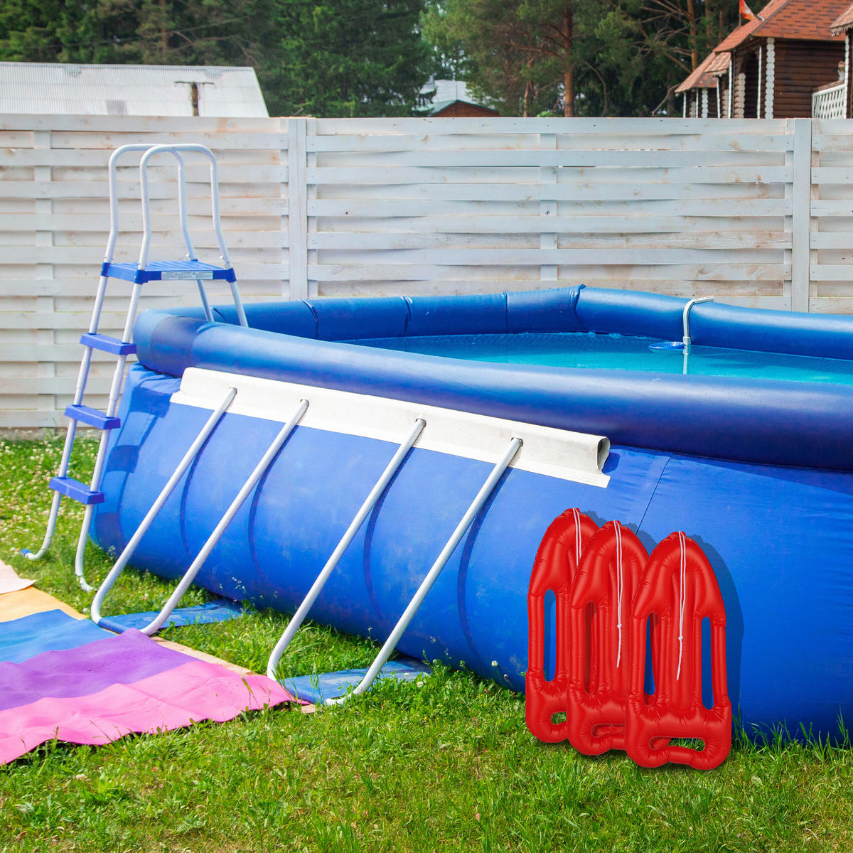 3xRETTUNGSBOJE - Rot, Kunststoff (30/7/64cm) - Relaxdays