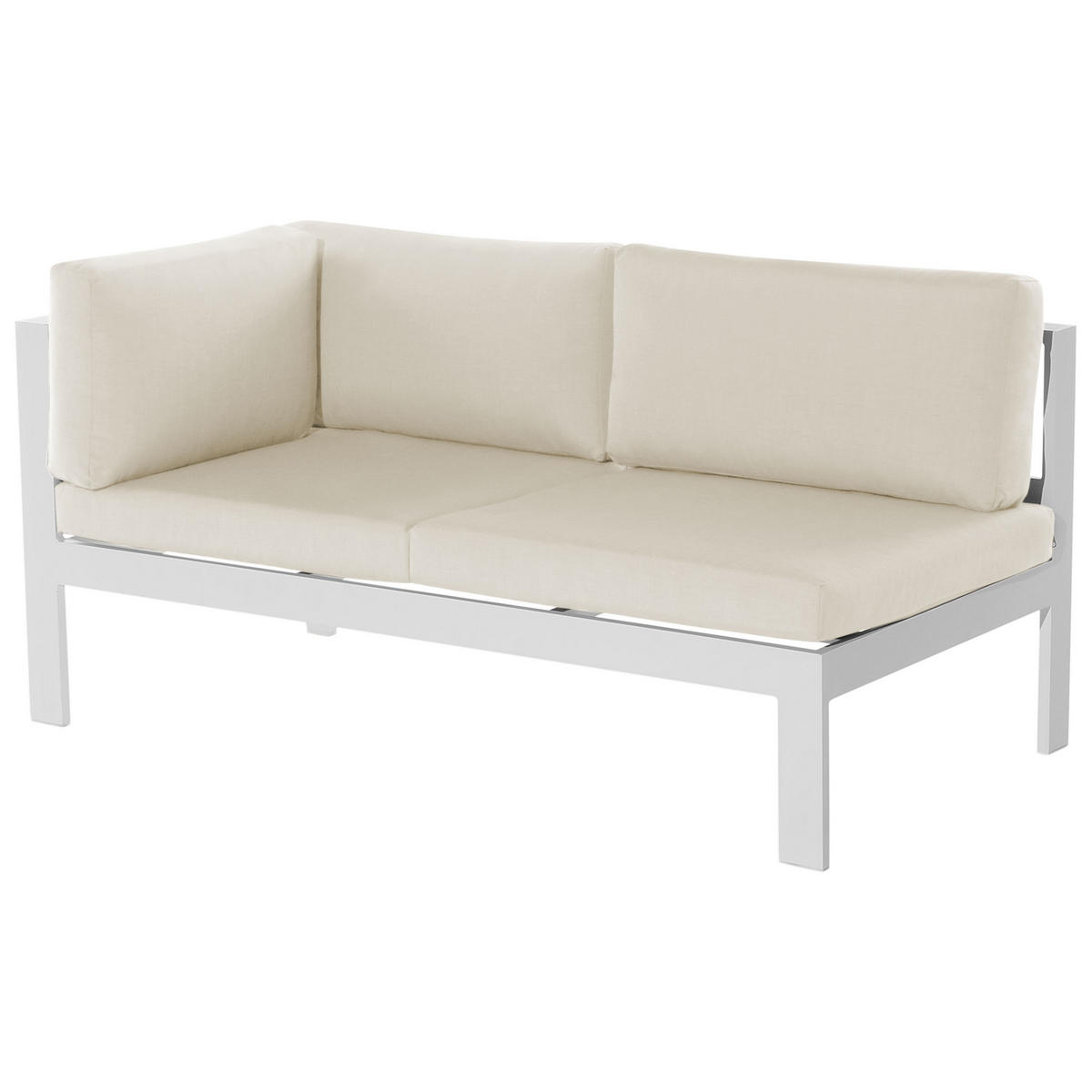LOUNGE SET 5-Sitzer weiß Auflagen beige Messina - Beige/Weiß, Metall - Beliani