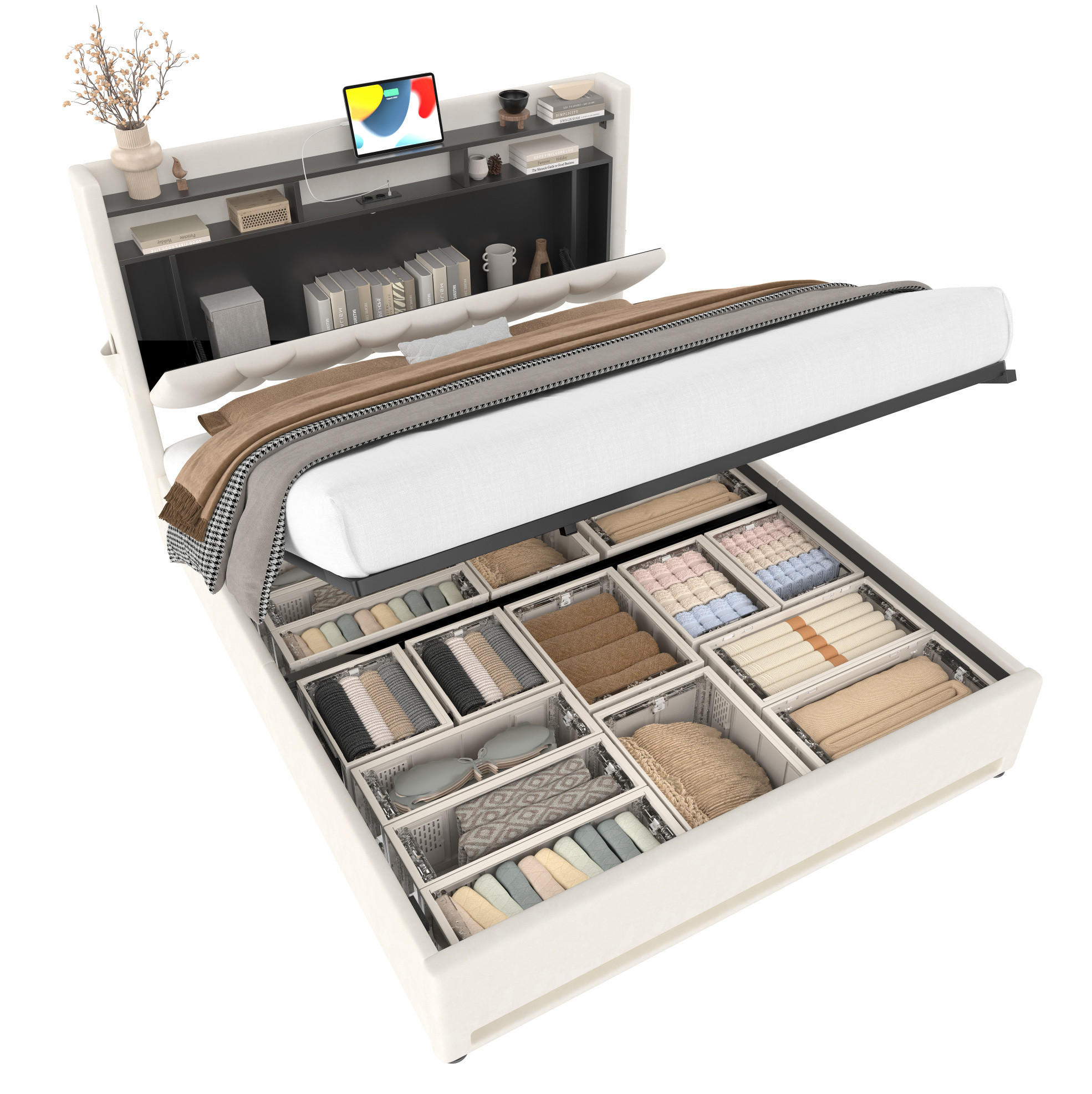 Redom Polsterbett Beige 160x200 cm