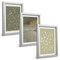BILDER SET 3er Set - 20x30 cm Silberner Rahmen - Abstrakte florale Wellenmuster - Silberfarben, Kunststoff (20/30cm) - TULUP