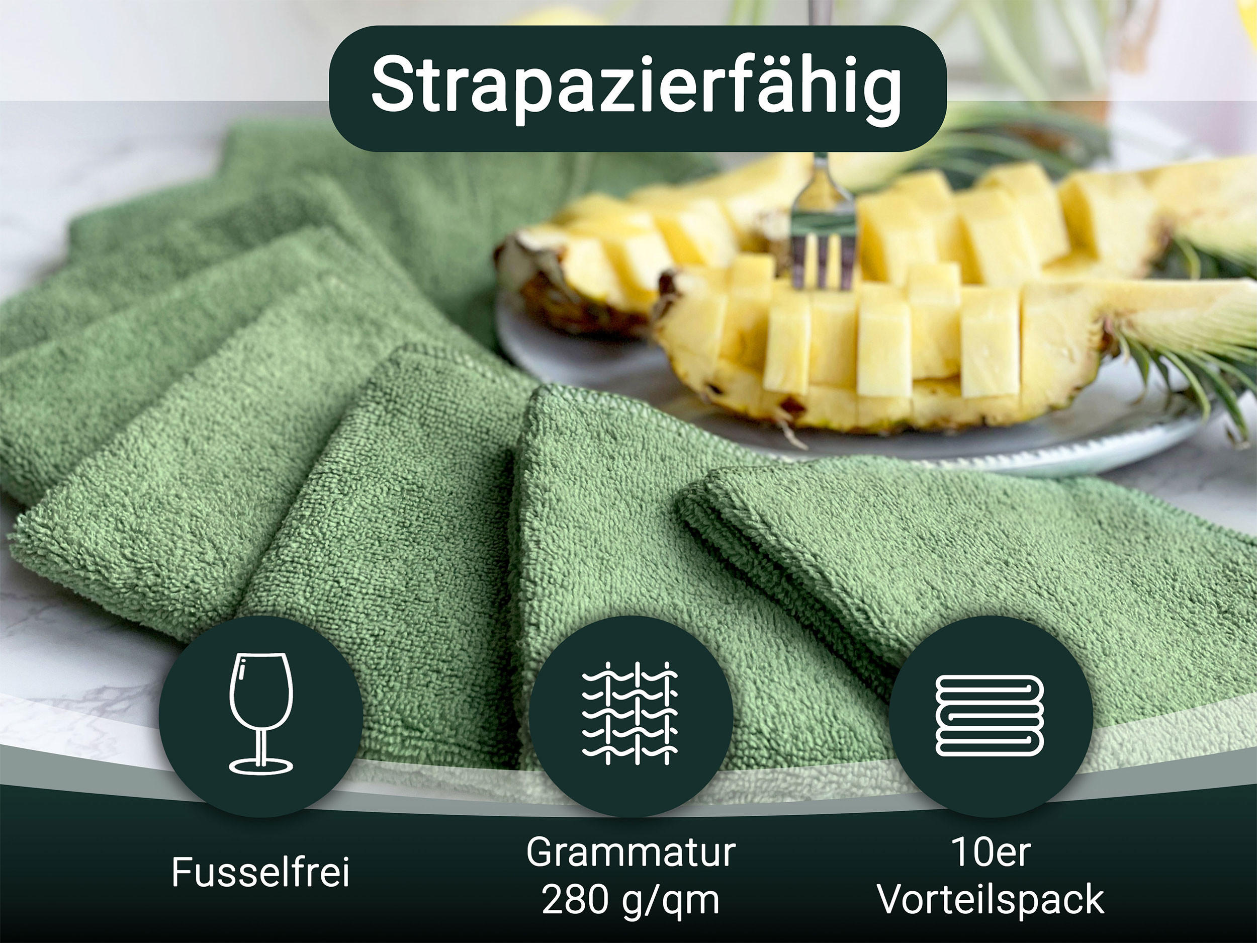 REINIGUNGSTÜCHER, 10er-Set, 30x30 cm, 80% Polyester, 20% Polyamid, Grün - Grün, Textil (30/30cm) - Zollner