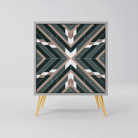 SIDEBOARD DIMENSION DELIGHTS, Grau, 57,5x42x75,5 cm, Goldfarbene Metallfüße - Goldfarben/Multicolor, Holzwerkstoff/Metall (57.5/75.5/42cm) - SpaceRebels