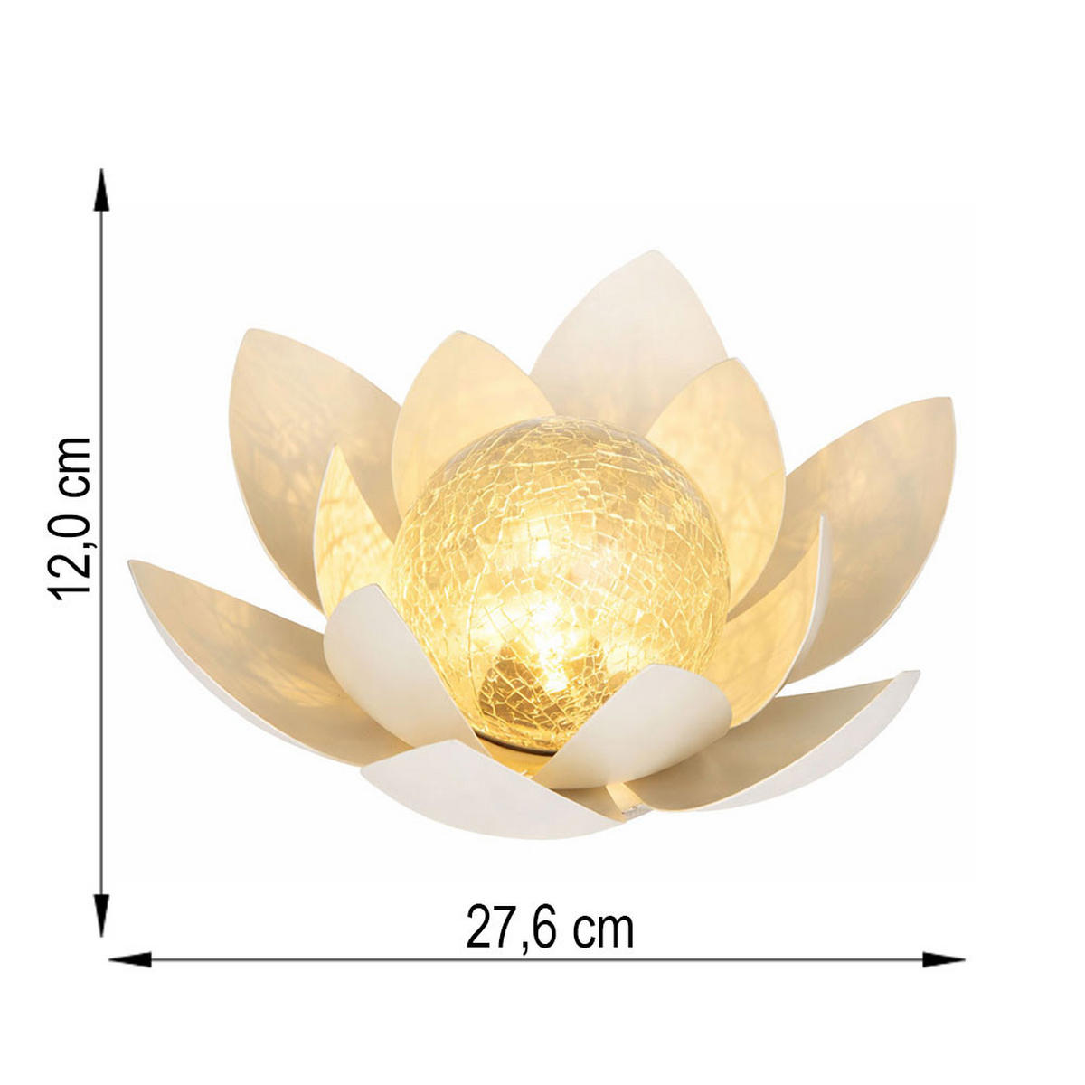 2X SOLARLEUCHTE Lotusblume Kunststoff Weiß LED 27,6 cm - Weiß, Glas (27.6/27.6/12cm)