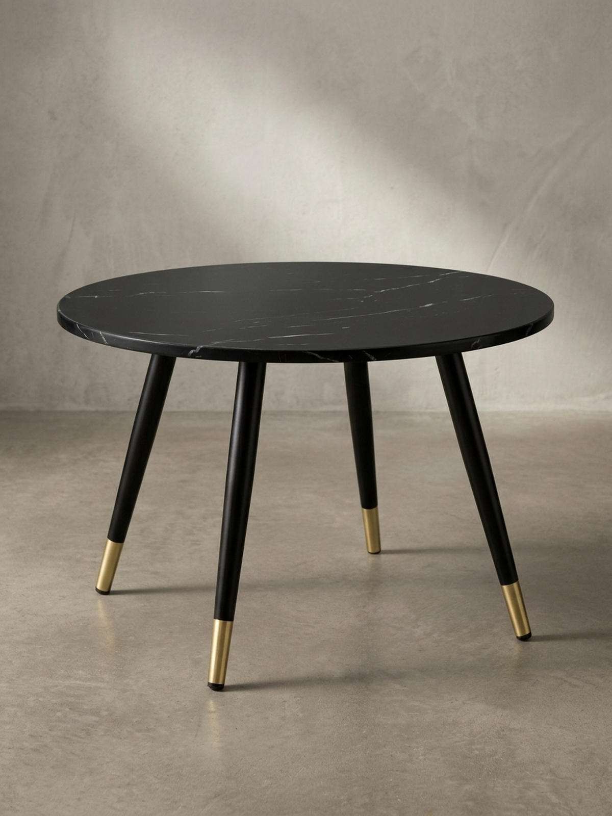 COUCHTISCH mit Marmor Optik, Modernes Design, Metall-Gestell, Runde Form, Schwarz 60x60x41 cm - Goldfarben/Schwarz, Holzwerkstoff/Metall (60/60/41cm) - KADIMA DESIGN