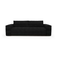 SCHLAFSOFA GERADE Gerippter Samt Dunkles Anthrazit 216cm - Anthrazit, Textil (216/90/100cm) - Sia Home